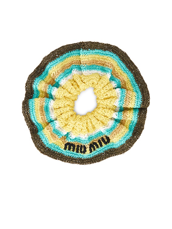 Miu Miu Crochet Scrunchie in Tundra, Limone, & Naturale | FWRD