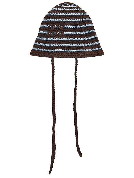 Miu Miu Cotone Crochet Riga Hat in Cacao & Celeste | FWRD