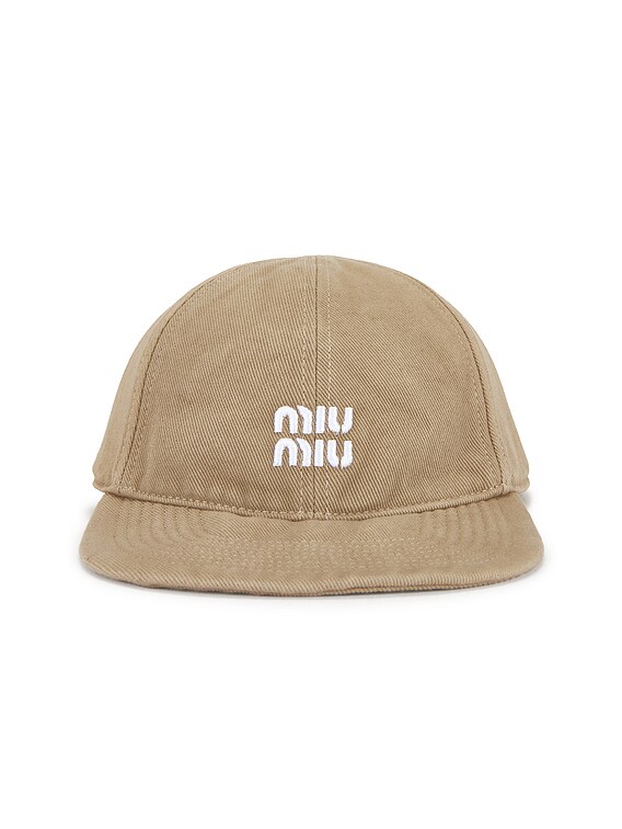 Miu Miu Denim Washed Baseball Cap in Beige & Amaranto | FWRD