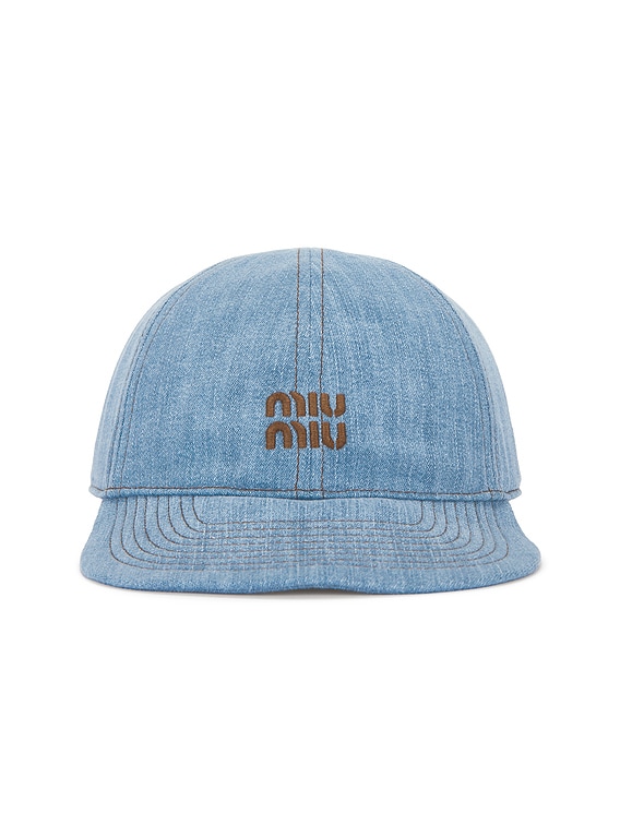 Miu Miu Denim Baseball Cap in Blu & Brandy | FWRD