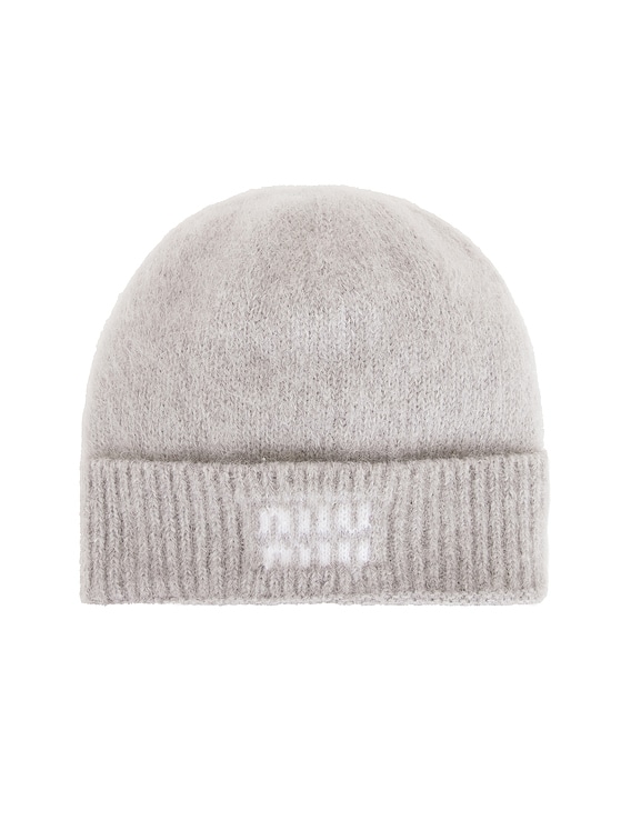 Miu Miu Mohair Beanie in Grigio | FWRD