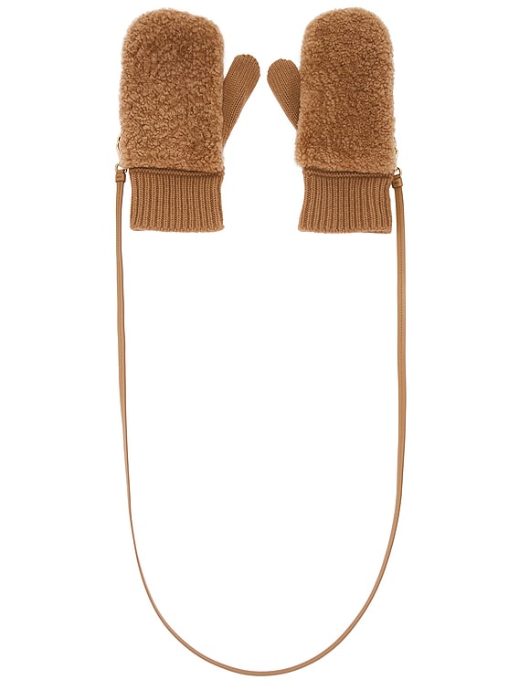 Miu Miu Cashmere Wool Montone Gloves in Cammello | FWRD