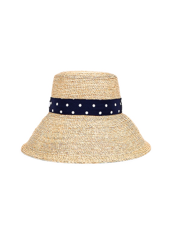 Miu Miu Raffia Ribbon Sun Hat in Naturale & Blue