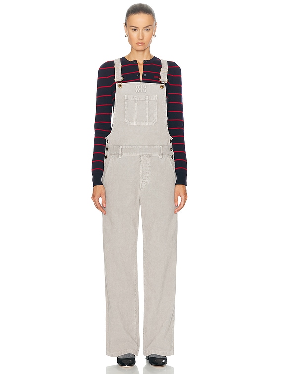サロペット・オーバーオール・オールインワン L'Appartement STAMMBAUM Corduroy Overall Miu Miu Corduroy Overalls in Granito | FWRD