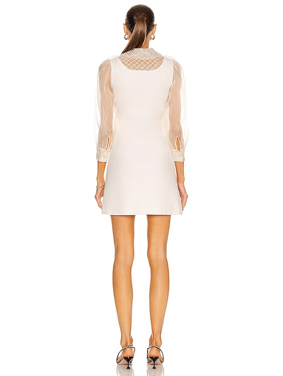 Miu Miu Sleeveless Mini Dress With Sheer Sleeves in Talco | FWRD