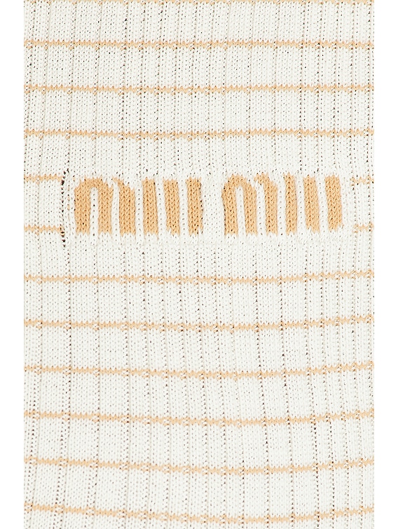 Miu Miu Short Sleeve Mini Dress in Avorio & Beige | FWRD