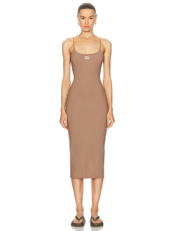 ワンピース MIU MIU Woman Dress Kaki MF590610RG F0241 Khaki Poplin Shirt-dress | Miu Miu