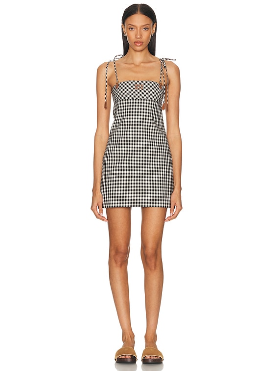 Miu Miu Mini Dress in Bianco & Nero | FWRD