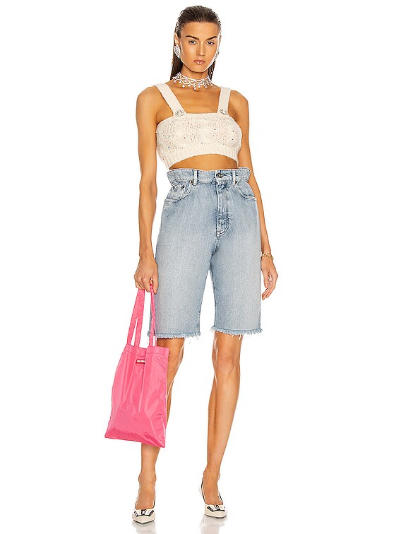 Miu Miu Iconic Denim Bermuda Short in Azzurro | FWRD
