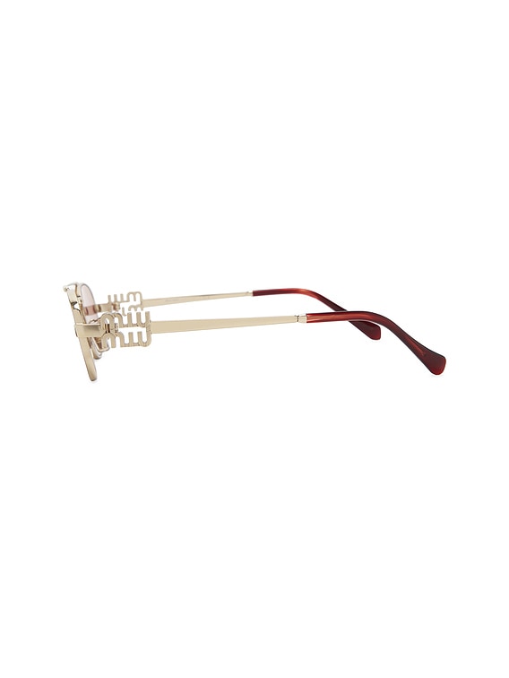 miu❁﻿ Miu Miu Round Sunglasses in Pale Gold & Dark Pink | FWRD