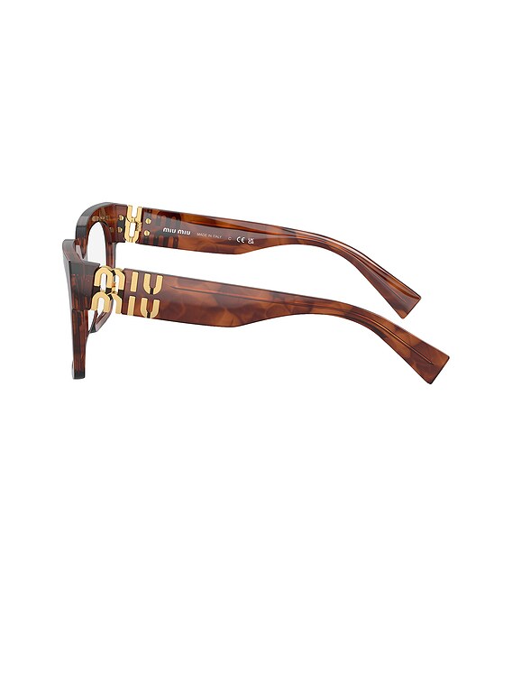 Miu Miu Square Optical Eyeglasses in Honey Havana | FWRD