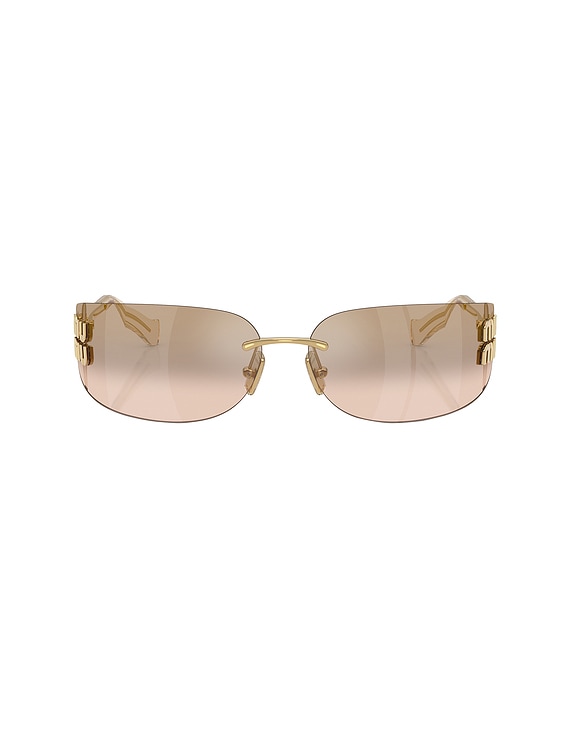 Miu Miu Rectangular Sunglasses in Gold | FWRD