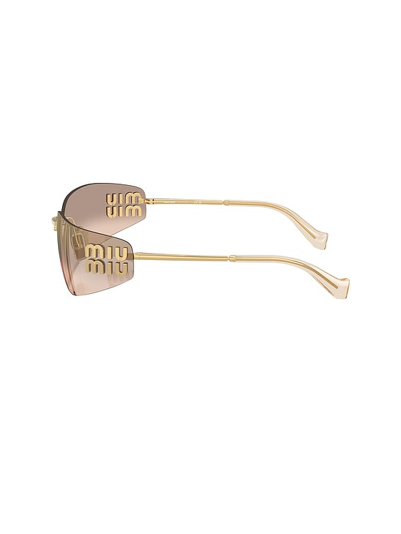 Miu Miu Rectangular Sunglasses in Gold | FWRD