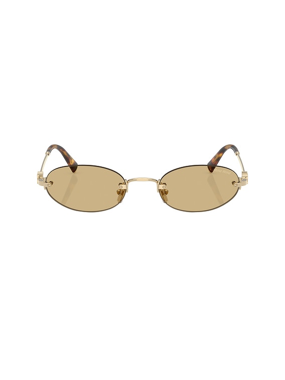 Miu☆ Miu Miu Oval Sunglasses in Pale Gold | FWRD