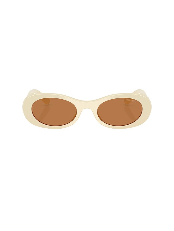 Miu Miu Oval Sunglasses in Milk | FWRD