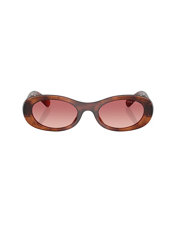 Miu Miu Oval Sunglasses in Striped Tobacco