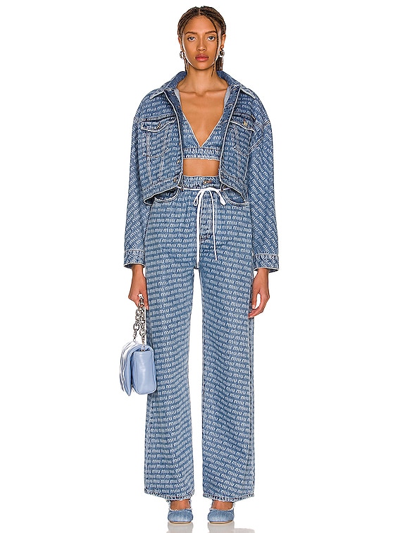Miu Miu Logo Jean in Azzurro | FWRD
