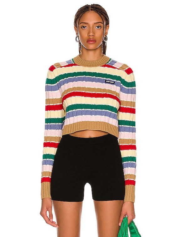 Miu Miu Cashmere Stripe Sweater in Cammello | FWRD