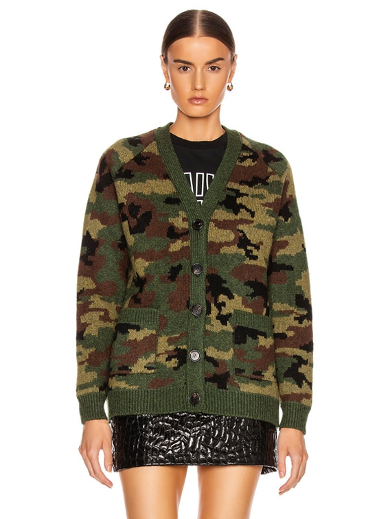 oversized camo cardigan