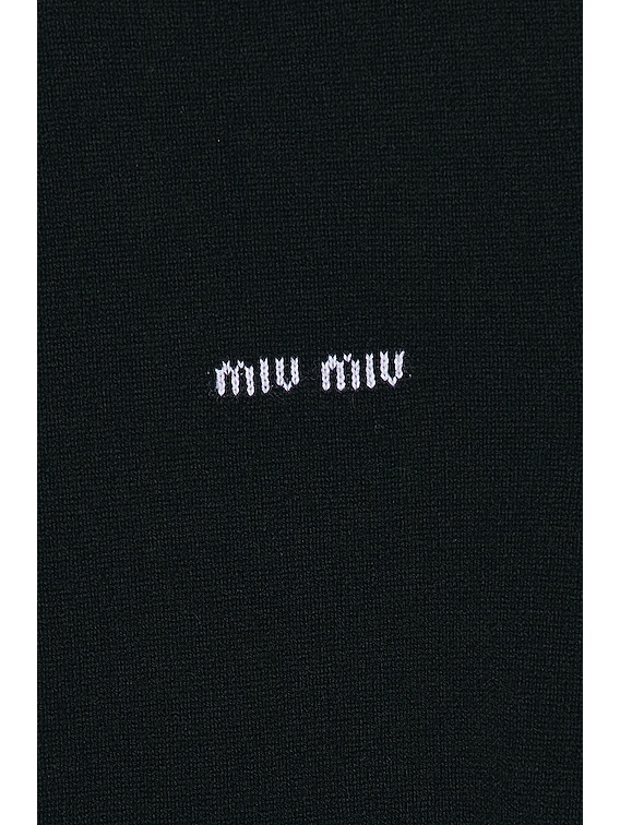 Miu Miu Mini Logo Cashmere Top in Nero | FWRD