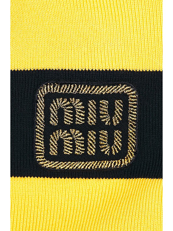 Miu Miu Long Sleeve Top in Blu & Giallo | FWRD