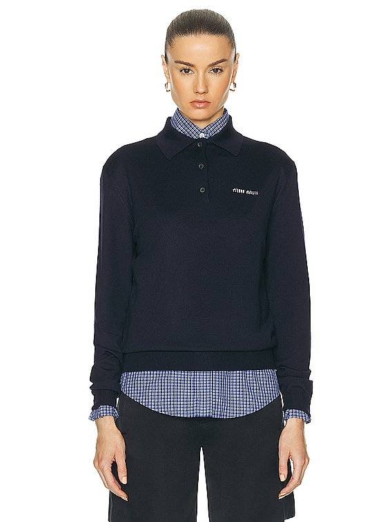 Miu Miu Polo Sweater in Blue | FWRD