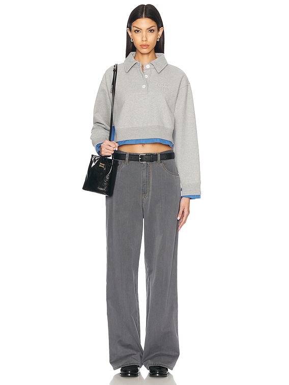 mi チャコールグレーXS Miu Miu Polo Sweatshirt in Grigio | FWRD