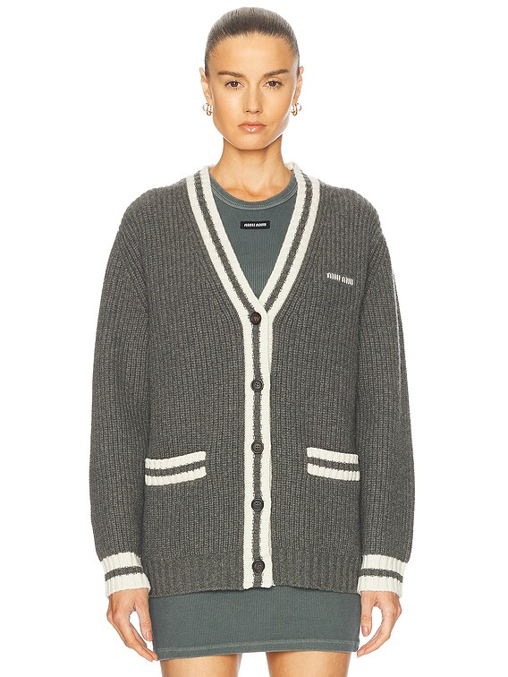 Miu Miu Cashmere Cardigan in Ardesia | FWRD