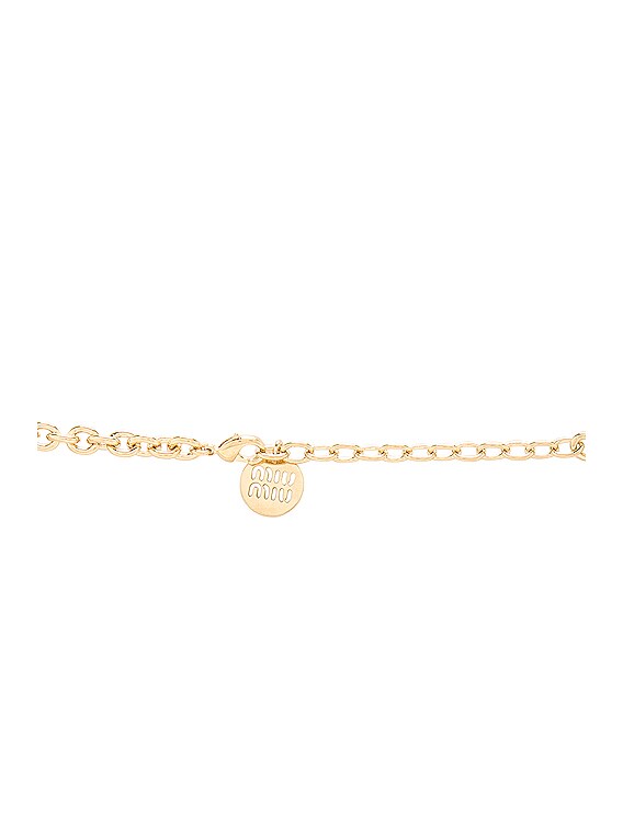 Miu Miu Logo Chain Necklace in Oro | FWRD
