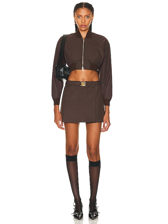 Miu Miu Cropped Bomber Jacket in Cacao | FWRD