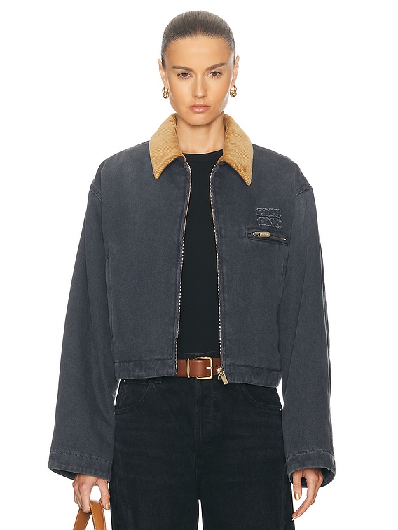 Miu Miu Drill Padded Jacket in Grigio | FWRD