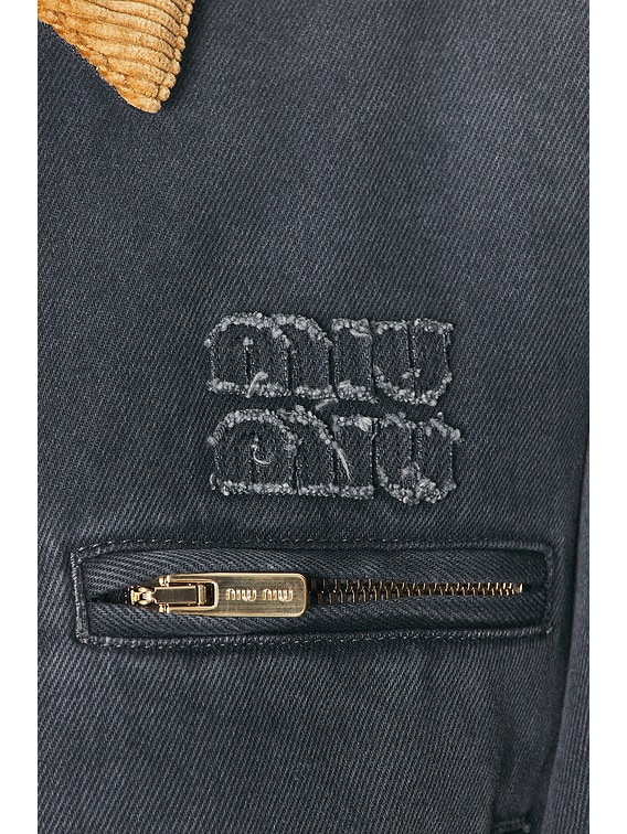 Miu Miu Drill Padded Jacket in Grigio | FWRD