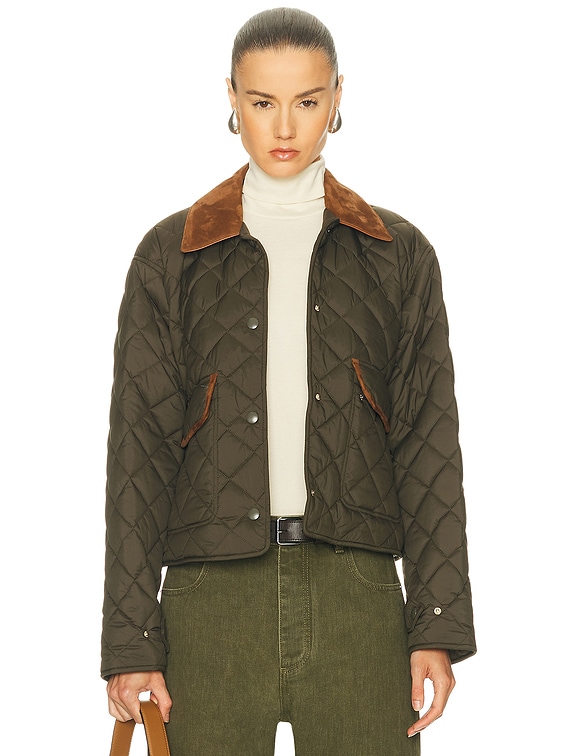 Miu Miu Quilted Jacket in Militare | FWRD
