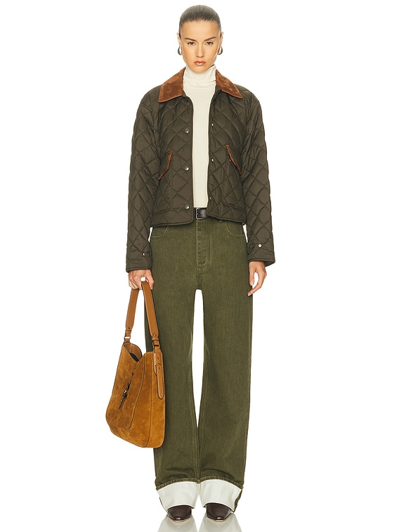 Miu Miu Quilted Jacket in Militare | FWRD