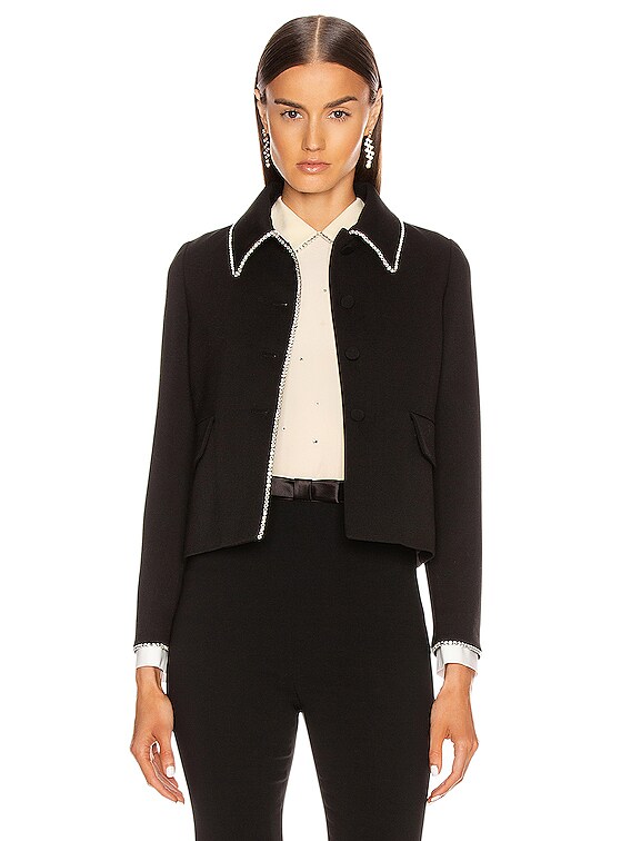 Miu Miu Long Sleeve Jewel Jacket in Black | FWRD