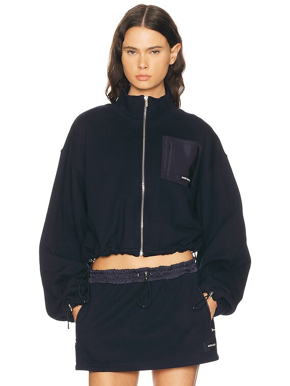 Miu Miu Felpa Nylon Jacket in Bleu | FWRD