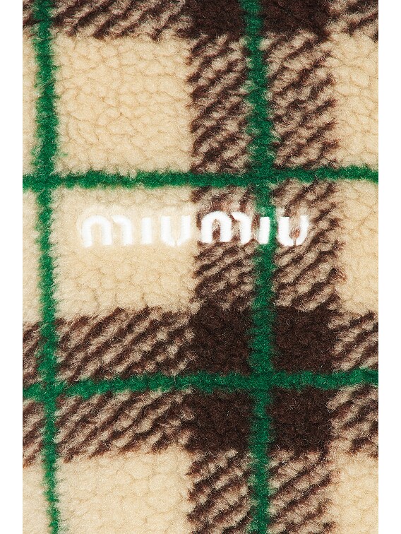 Miu Miu Teddy Check Jacket in Albino & Cacao | FWRD
