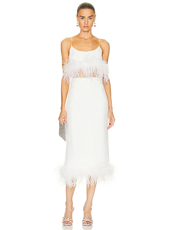 White feather 2025 midi skirt