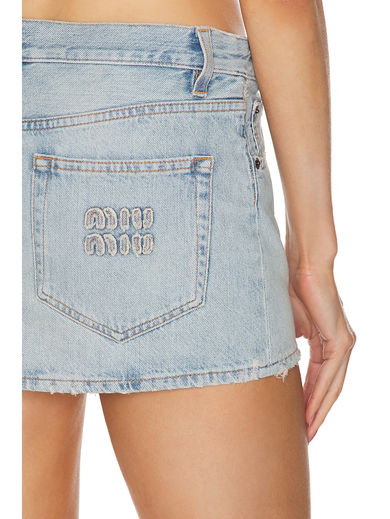 Miu Miu Denim Mini Skirt in Azzurro | FWRD