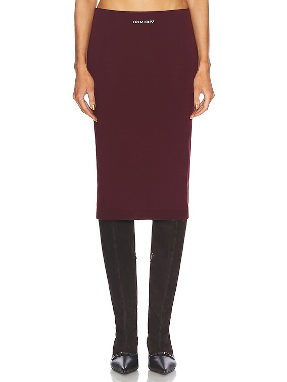 Miu Miu Logo Midi Skirt in Amaranto | FWRD