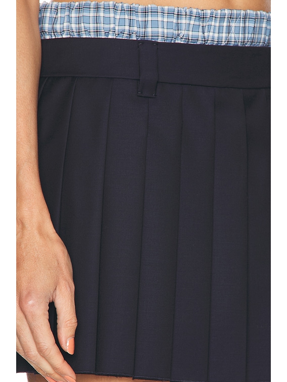 Miu Miu Pleated Mini Skirt in Blue | FWRD
