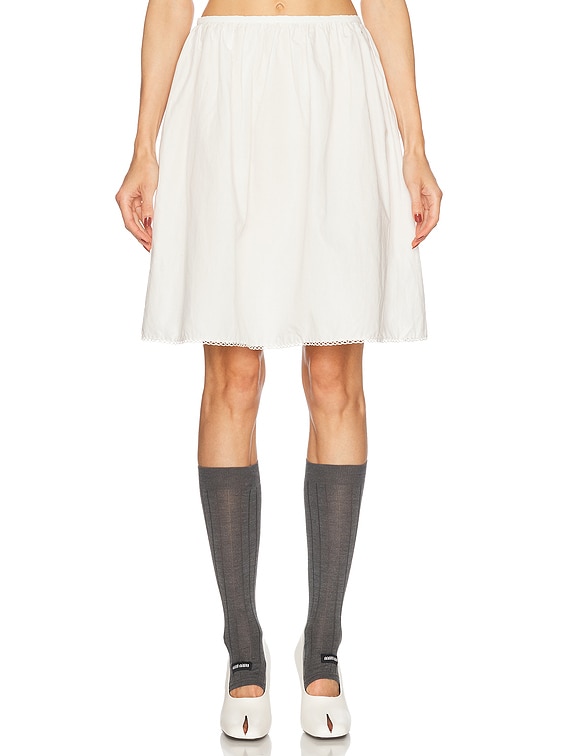 ミュウミュウ Miu Miu Linen and Cotton Mini Skirt Miu Miu Ruffled Cotton-linen Mini Skirt in White | Lyst
