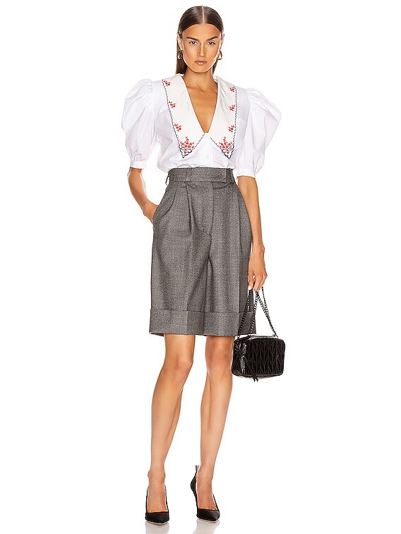 m*⃘様 Miu Miu ホワイト バルーンスリーブ クロップトップ Mサイズ Miu Miu Puff Sleeve Collared Top in White | FWRD