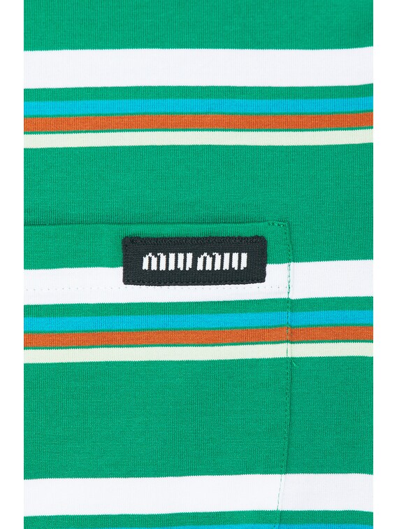 Miu Miu Short Sleeve T-Shirt in Verde, Bian Co, & Azzurro | FWRD