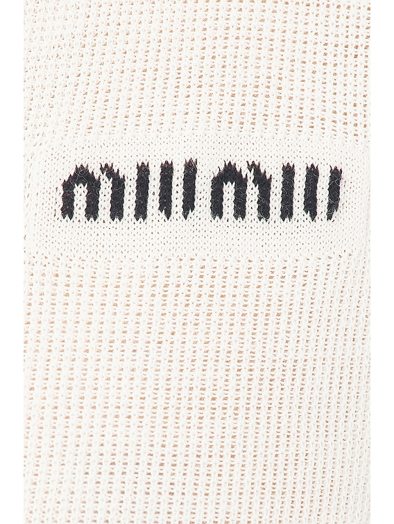 Miu Miu Short Sleeve Top in Bianco & Blue | FWRD