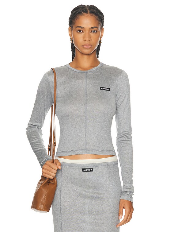 Miu Miu Long Sleeve Top in Grigio | FWRD
