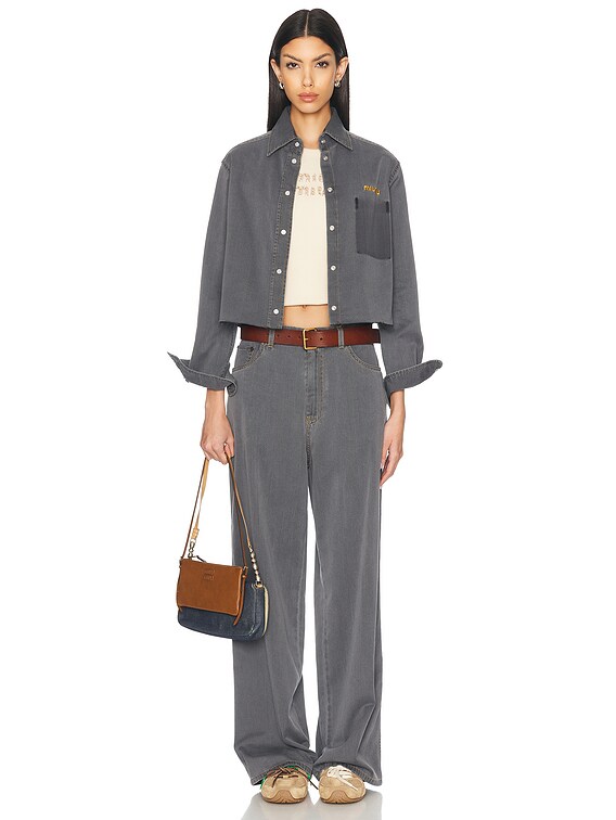 Miu Miu Button Up Top in Grigio | FWRD