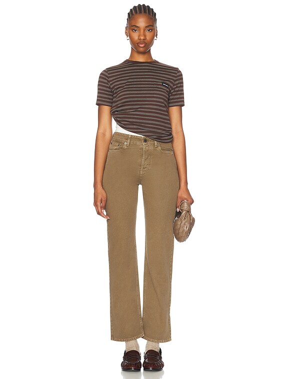Miu Miu Short Sleeve T-Shirt in Cacao & Bianco | FWRD