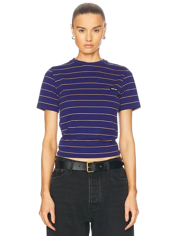 Miu Miu Short Sleeve Tee in Inchiostro & Topazio | FWRD