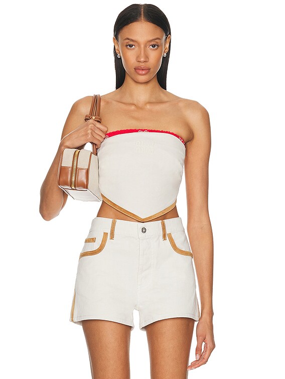Miu Miu Strapless Top in Bianco | FWRD